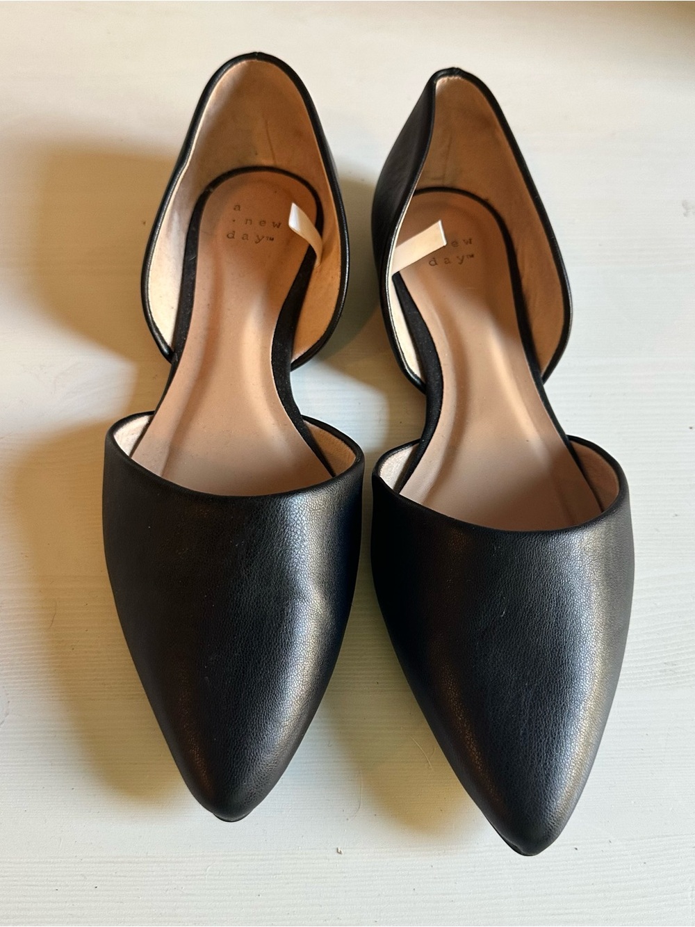 a new day Black Pointed D'Orsay Faux Leather Flats